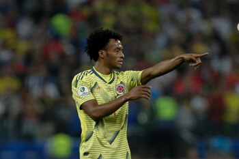 Sao Paulo. Junio 28 de 2019. En el estadio Arena Corinthians, la Selección Colombia empató 0 (4)-0 (5) con la selección de Chile por los cuartos de final de la Copa América Brasil 2019. En la foto: Juan Guillermo Cuadrado. (Colprensa - Diego Pineda)