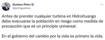 El presidente Petro solicitó evacuar