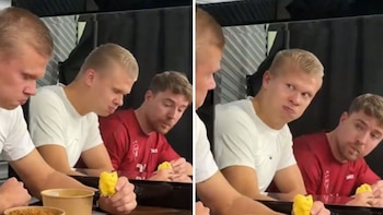 MrBeast se une a Haaland y vuelven al icónico meme del susto en el espejo