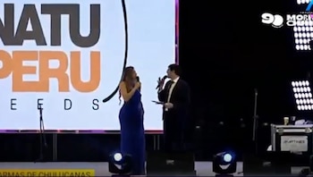 Milett Figueroa recibe duras críticas luego de equivocarse en la elección de la reina del Miss Morropón. Captura: Magaly TV La Firme.