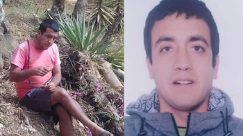 Composición de dos fotografías de un hombre, una sentado en un terreno al aire libre y otra en un retrato en primer plano