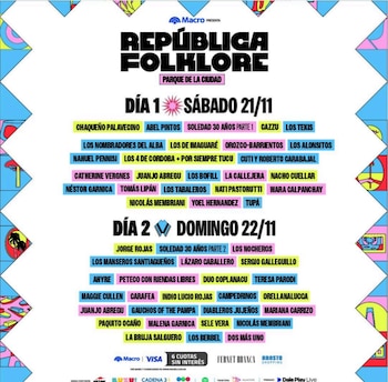 El line up de cada jornada del festival República Folklore