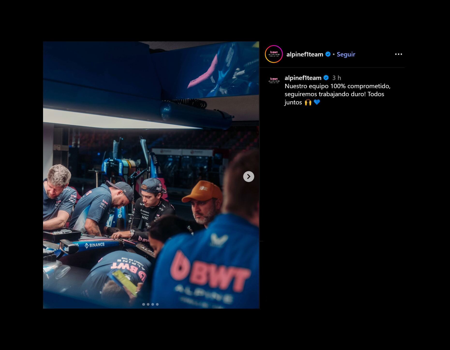 El posteo de Alpine (@AlpineF1Team)