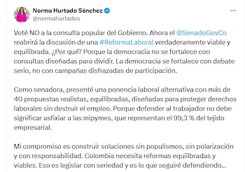 Norma Hurtado dijo que votó