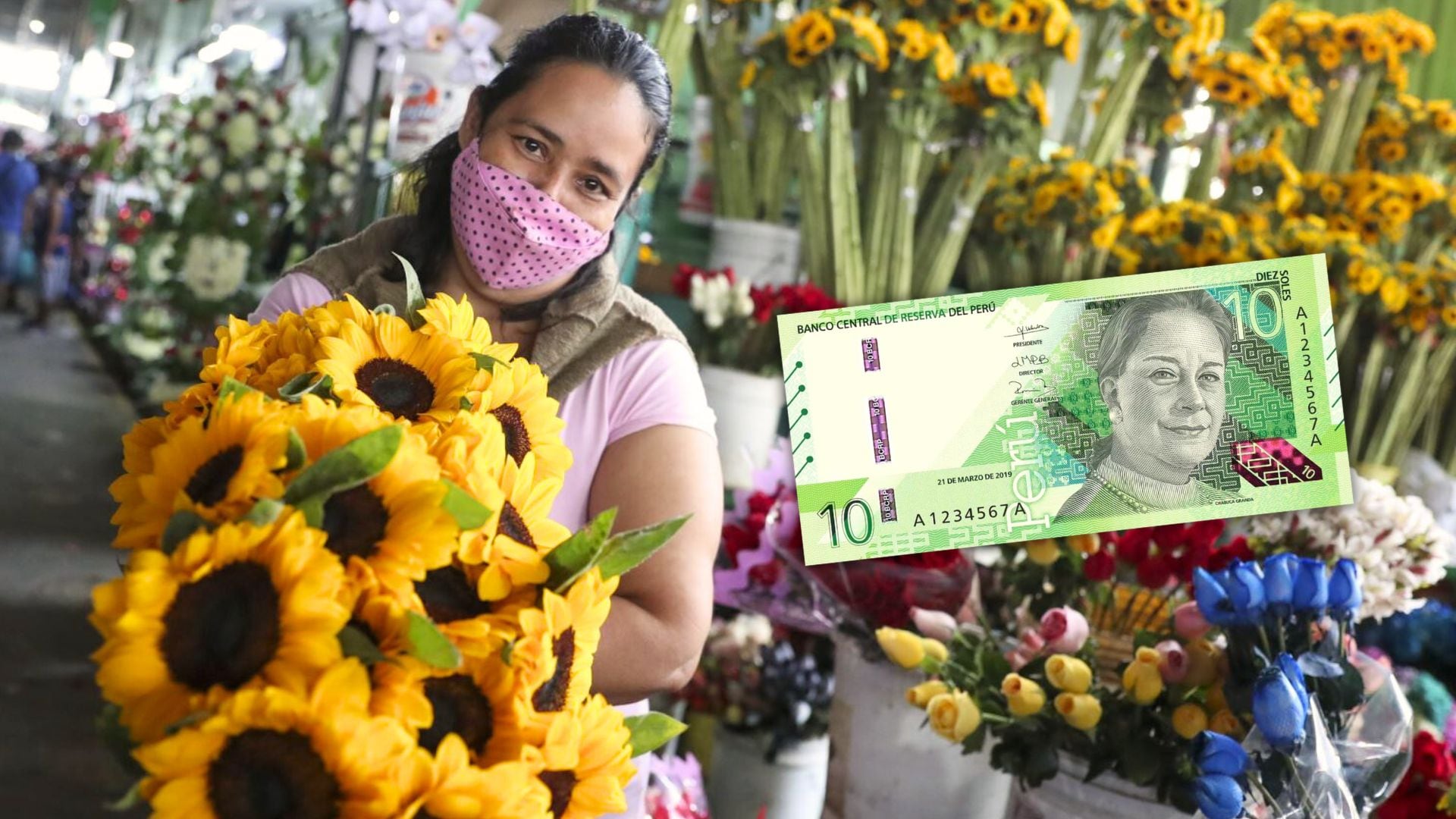 Así están los precios de las flores amarillas, como los girasoles, en Lima. Arreglos superan los S/200. - Crédito Composición Infobae/Andina/BCR