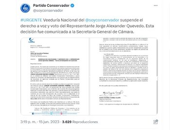 El partido Conservador sancionó al