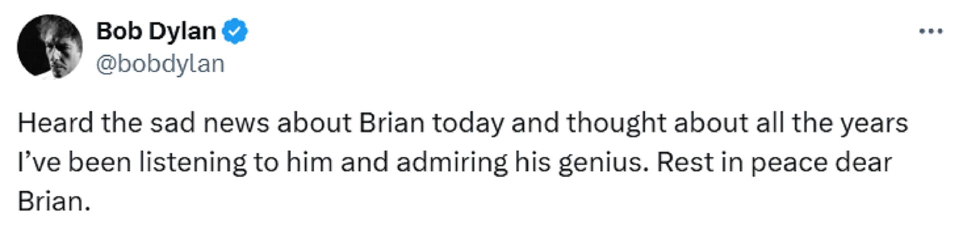 Bob Dylan despidió a Brian Wilson
