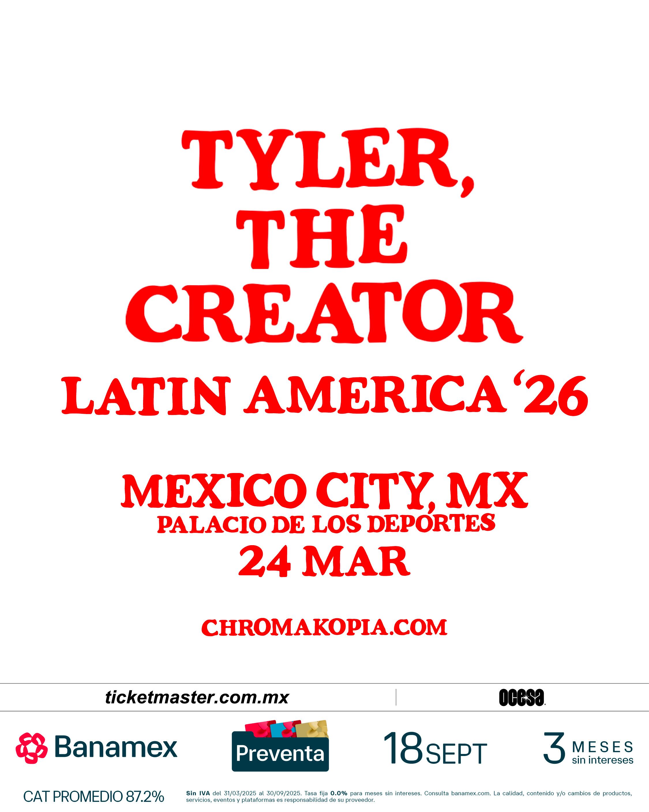 Tyler, The Creator, cartel oficial. (Ocesa)