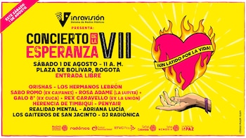 El Concierto de la Esperanza reúne en Bogotá a leyendas del rock en español y al rap colombiano: todos los detalles