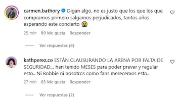 Captura de pantalla de dos comentarios de Instagram publicados por usuarios sobre un fondo blanco