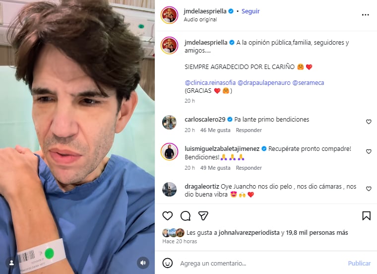Juancho de la Espriella reapareció para dar parte de tranquilidad sobre su estado de salud - crédito @jmdelaespriella/IG