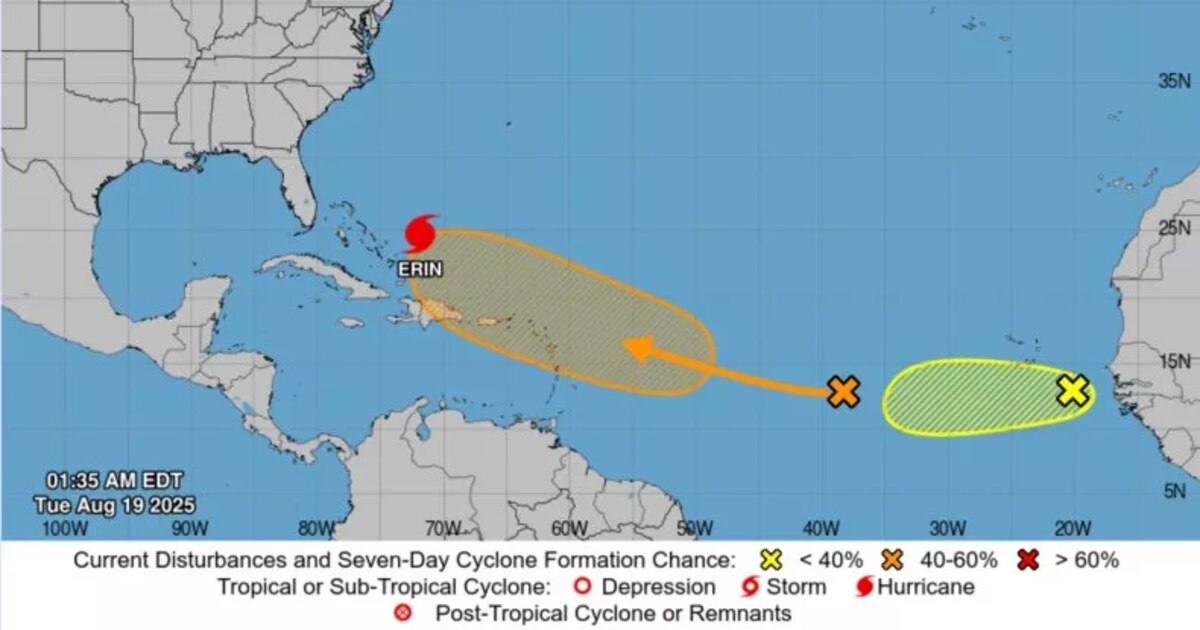 El NHC vigila un “tren de ondas tropicales” tras el huracán Erin en el Atlántico