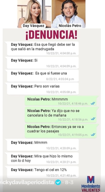 El chat revelado por Vicky