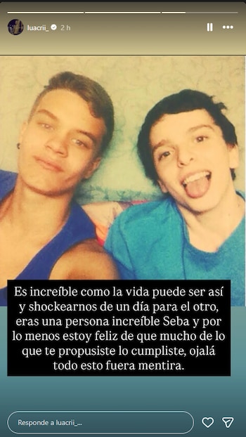 El creador de contenido Lucas Acri despidió a Sebastián Funes con una foto de ambos de jóvenes: "Estoy feliz de que mucho de lo que te propusiste lo cumpliste"