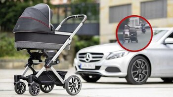 Hombre en bicicleta lleva coche