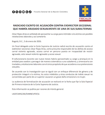 Según la Fiscalía General de