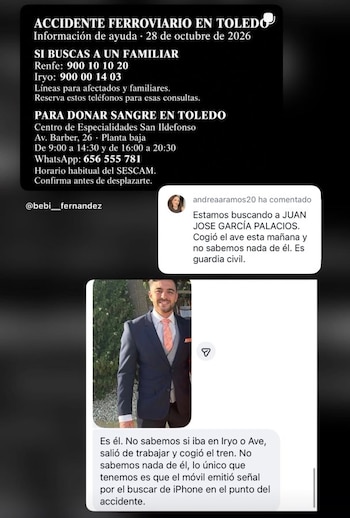 Otro de los desaparecidos tras el accidente de trenes de Toledo. (@bebi_fernandez/X)