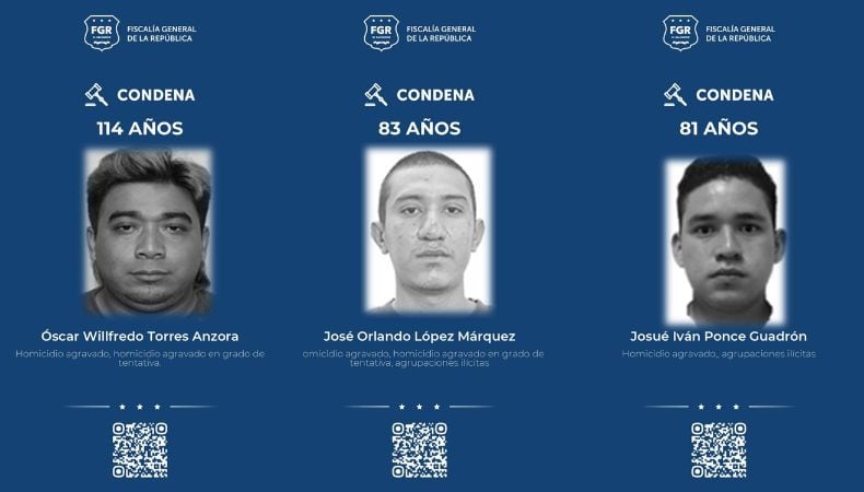 Óscar Wilfredo Torres Anzora recibió la pena más alta, con 114 años de prisión por tres homicidios agravados y dos tentativas de homicidio. (Cortesía: Fiscalía General de la República)
