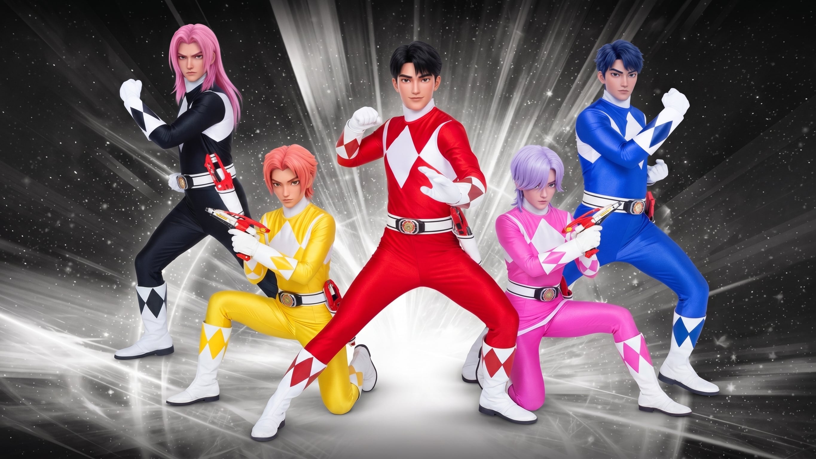 Esta es una representación de Los Saja Boys como Power Rangers. (Foto: Gemini)