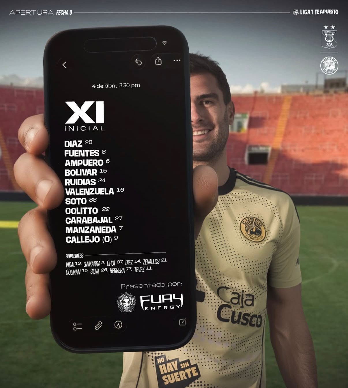 A escalação do Cusco FC para enfrentar o Melgar foi confirmada.