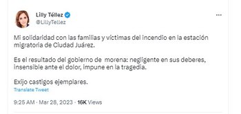 Lilly Téllez exigió que se