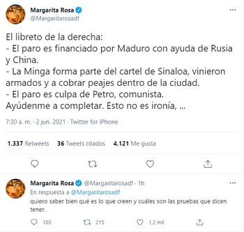 Foto: Twitter Margarita Rosa de