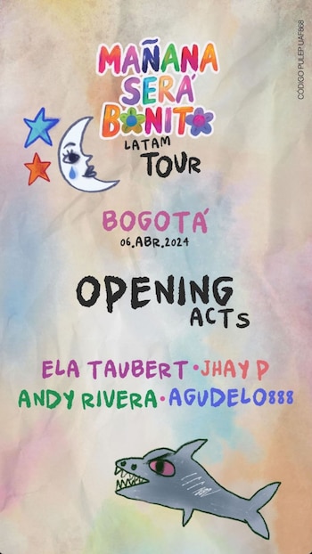 Andy Rivera en sus historias instantáneas confirmó que será uno de los actos de apertura de Karol G en Bogotá - crédito @andyrivera/Instagram
