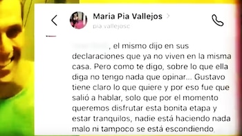Captura de pantalla de respuesta de María Pía Vallejos