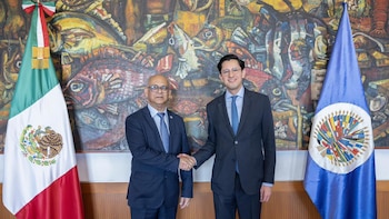 Roberto Velasco y Albert Ramdin hablaron de los retos del multilateralismo y estrechar la cooperación