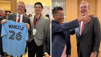 Brandon Valenzuela y Antonio Campos se reúnen con Marcelo Ebrard en Canadá