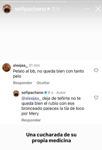 Sofía Pachano contestó sin filtro