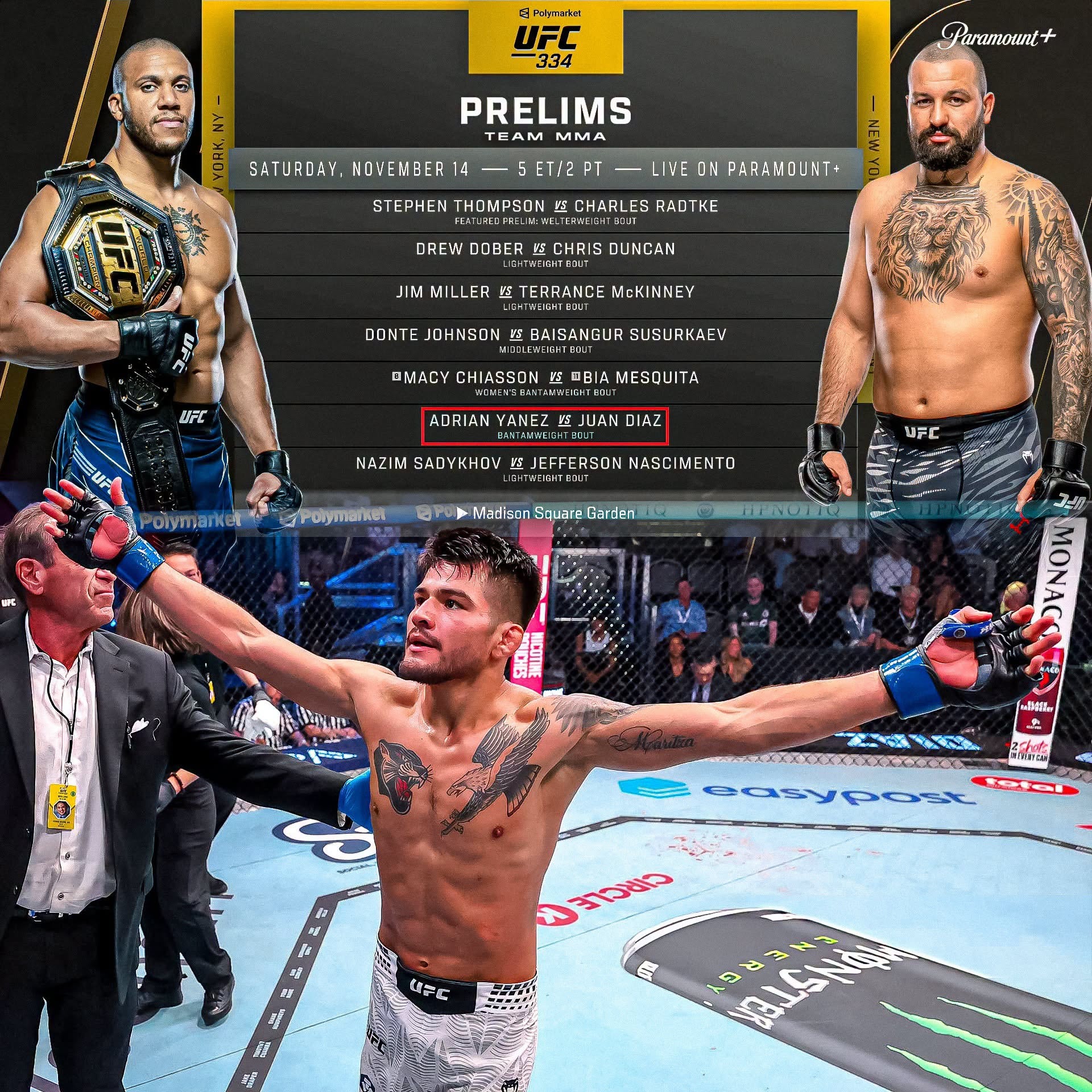 Juan Díaz peleará en el UFC 334 que tendrá lugar en el Madison Square Garden de Nueva York. Crédito: Team MMA.