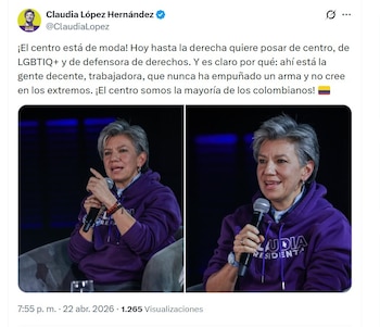 Claudia López critica a Juan Daniel Oviedo y Paloma Valencia por “centrismo oportunista" - crédito @ClaudiaLopez/X