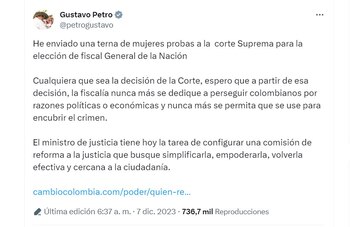 Gustavo Petro le manda vainazo al fiscal hablando de la elección de quien lo reemplazará en su cargo - crédito @petrogustavo