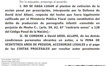 Fragmento de la condena a Allami