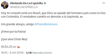Abelardo de la Espriella expresó respaldo a Brasil - crédito @ABDELAESPRIELLA/X