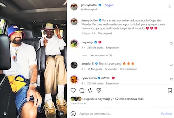 La grabación de Butler contó con reacciones de Neymar, Daniel Muñoz, Ryan Castro y el basquetbolista colombiano Braian Angola - crédito @jimmybutler/Instagram