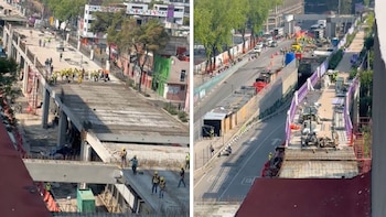Captan a trabajadores de la Calzada Flotante de Tlalpan laborando en medio del sismo en CDMX
