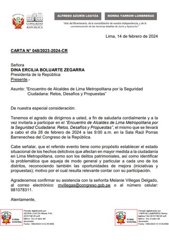 Carta enviada por Norma Yarrow