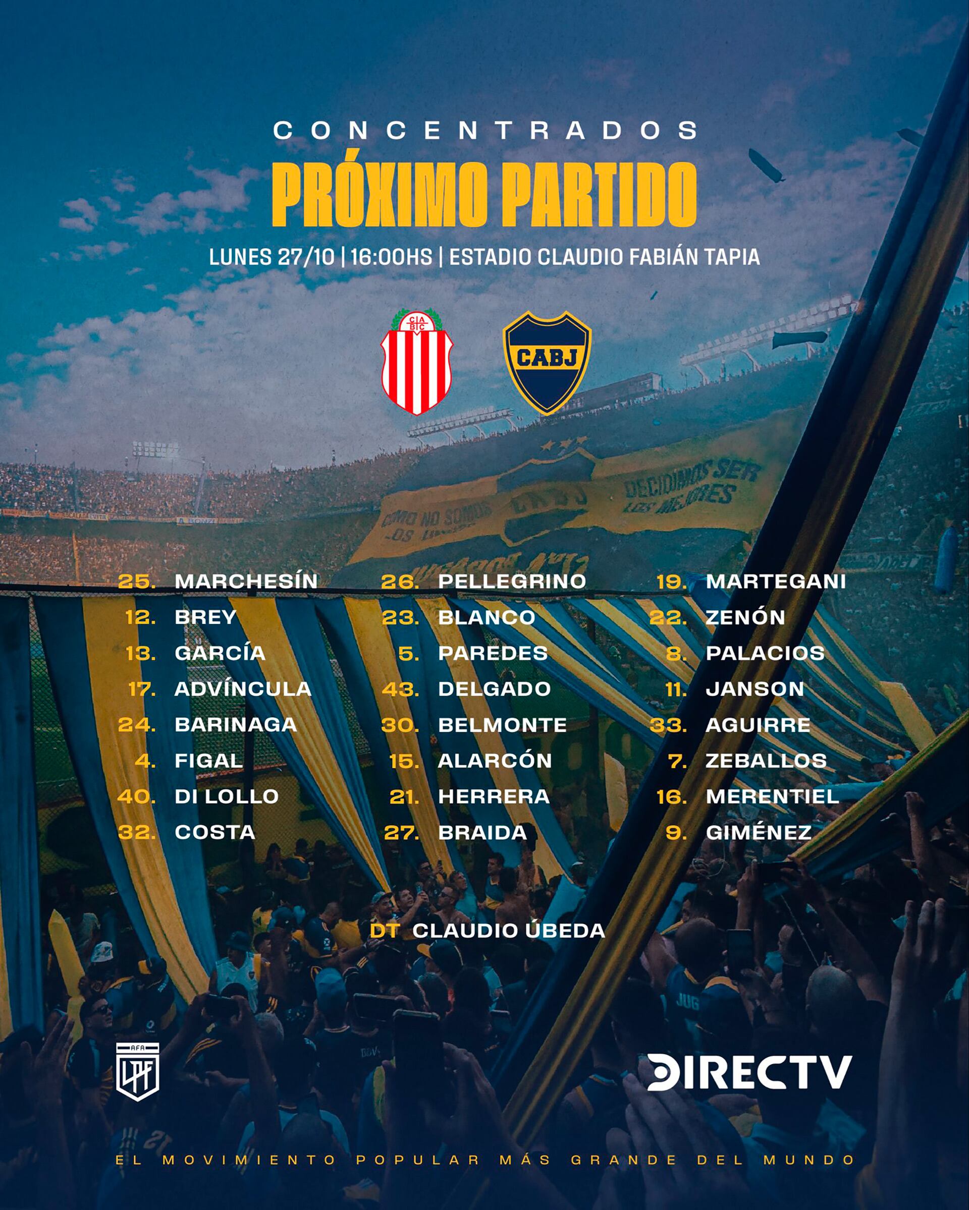 Los citados por Úbeda para el partido ante Barracas