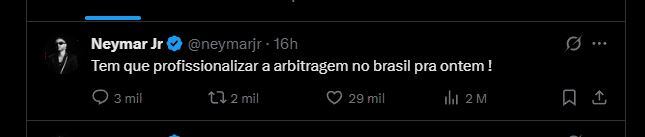 El posteo de Ney contra el arbitraje