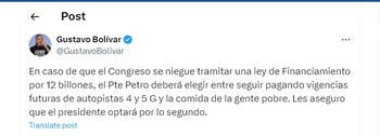 Gustavo Bolívar defendió la ley