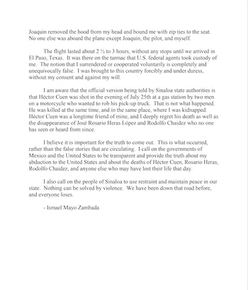 Comunicado de prensa de Ismael