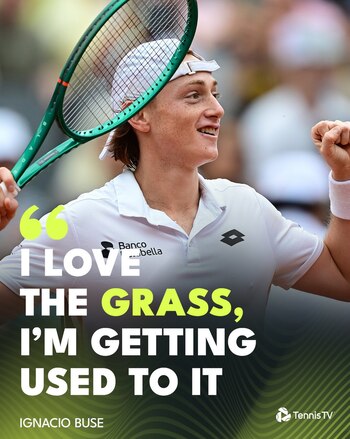 Ignacio Buse señaló que le encanta el césped como superficie y que se está adaptando a ella. Crédito: ATP.