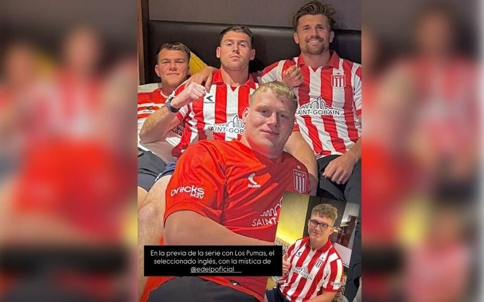Los jugadores ingleses con las camisetas de Estudiantes de La Plata (Capital Rugby)