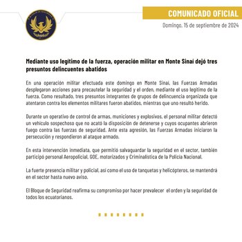 Comunicado del bloque de seguridad.