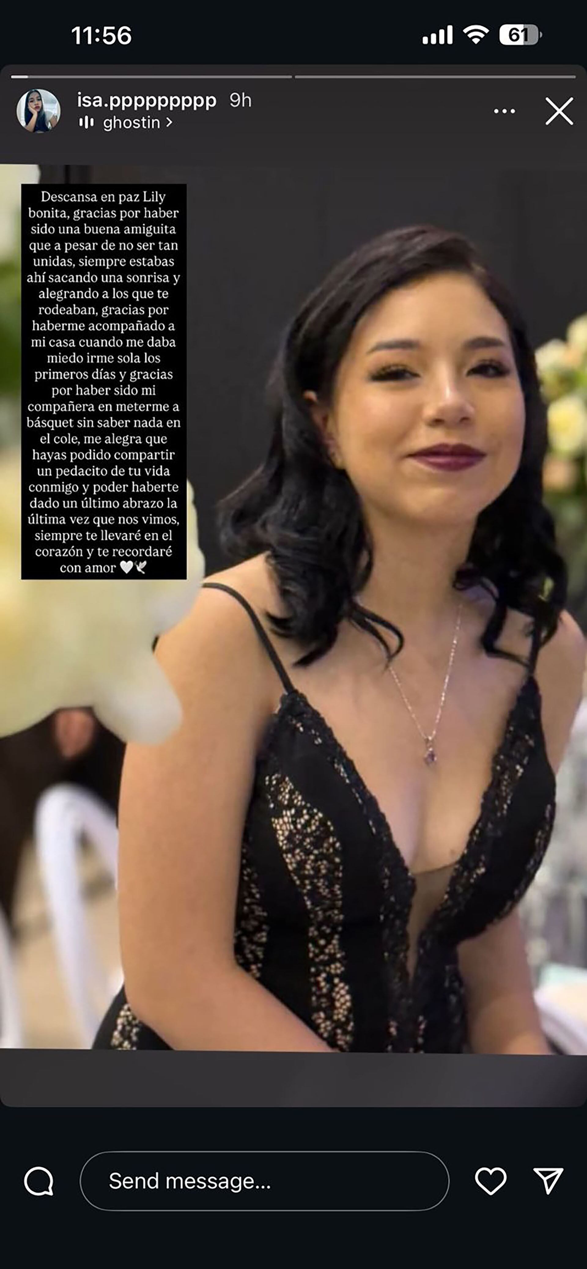 Los mensajes de sus amigas en las redes sociales