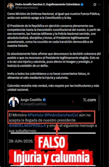 Pedro Sánchez - crédito @PedroSanchezCol/X