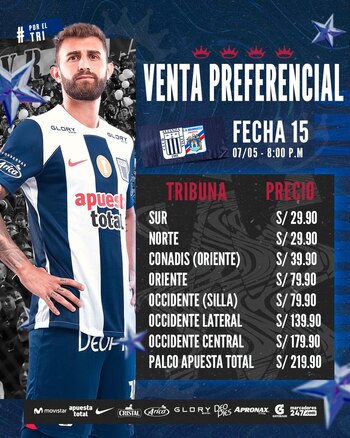 Precios de entradas para el partido contra Carlos A. Mannucci.