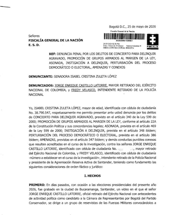 La senadora pidió a las autoridades adoptar medidas preventivas para evitar posibles actos de intimidación o violencia durante el proceso electoral - crédito @ISAZULETA/X